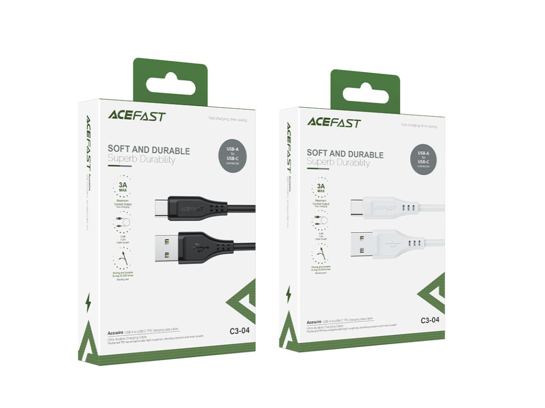 ACEFAST C3-04 USB-A to USB-C Charging Data Cable, 1.2m, 3A ACEFAST C3-04 USB-A to USB-C Charging Data Cable, 1.2m, 3A